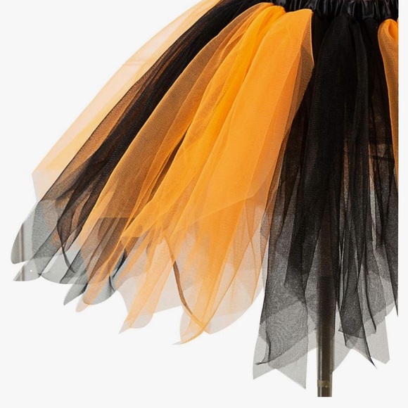 Women's Tutu Tulle Petticoat Ballet Bubble Skirts Short Fluffy, Orange/Black OS - Picture 4 of 11